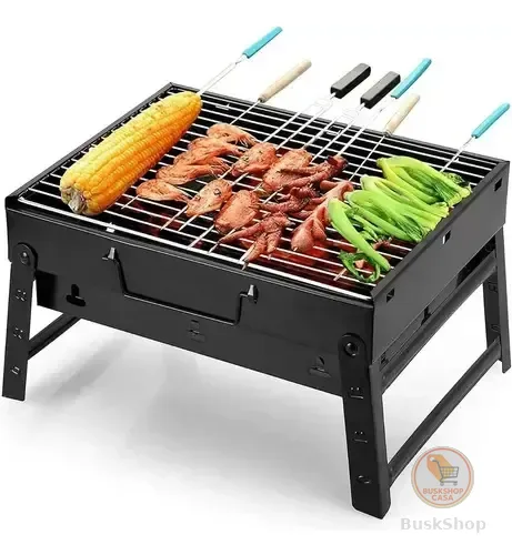 Mini Churrasqueira Portatil Dobravel 40cm Para Apart Preto Preto