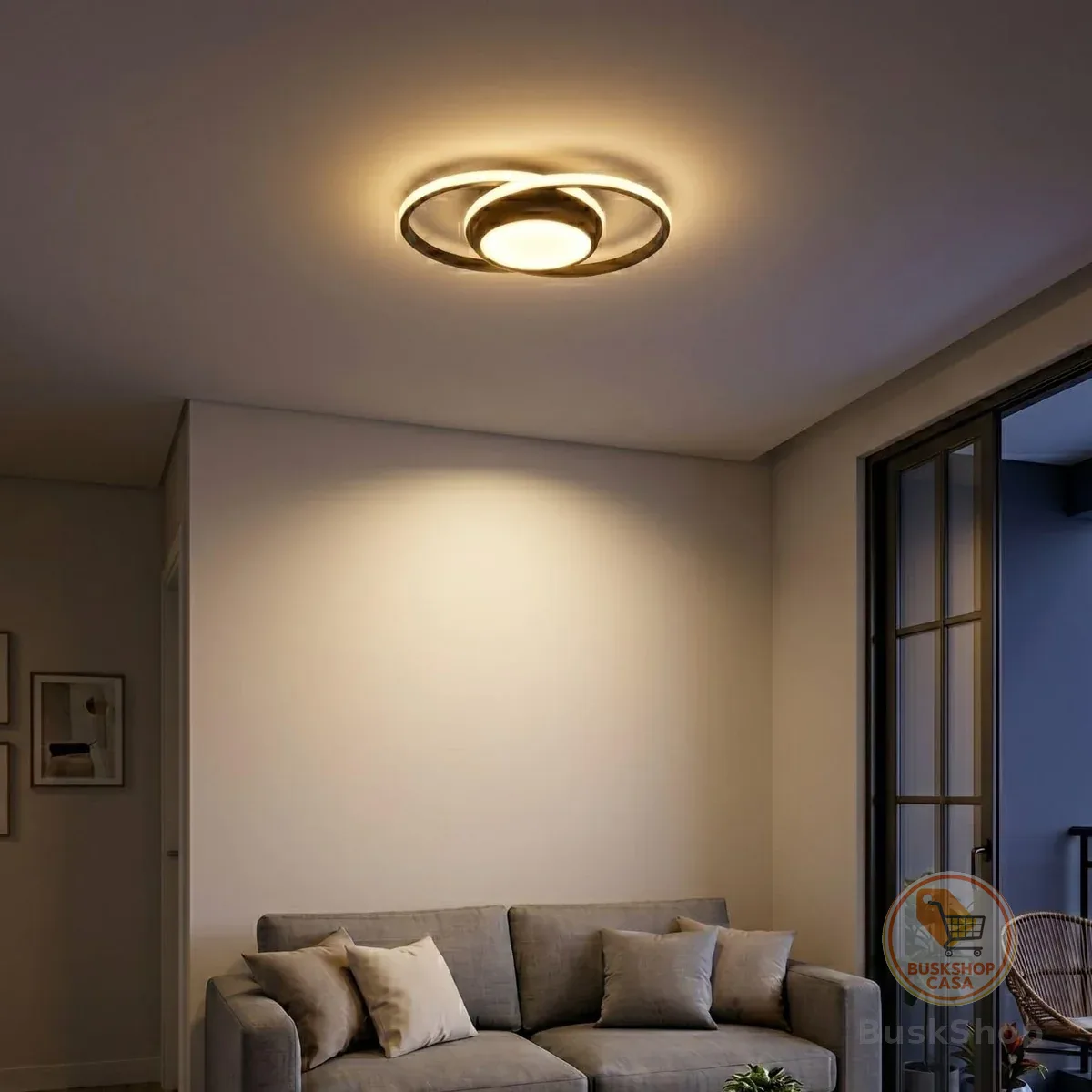 Luminária De LED De Sobrepor Redonda Bivolt 27W 3 Em 1 Com Luz Central (Preto)