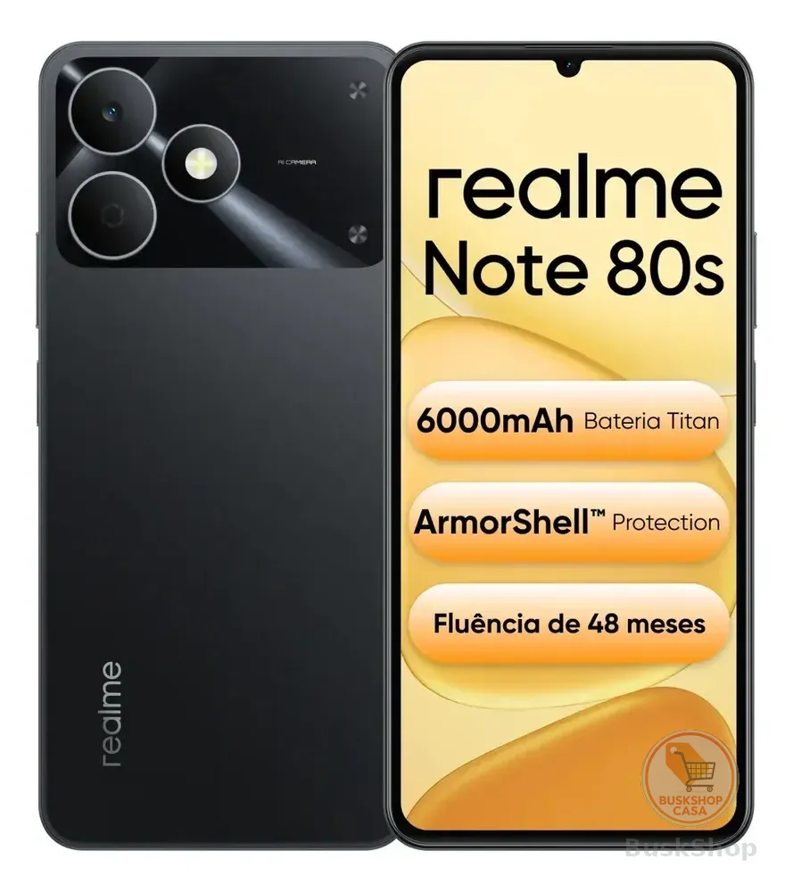 Celular Smartphone Realme Note 80s 128gb 4gb Ram Dual Sim Bateria 6000mah Ultrafino 7,94 Mm Resistência À Poeira E Água Ip54