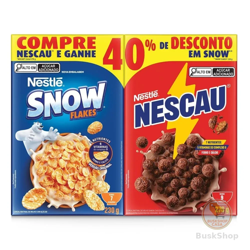 Kit Cereal Matinal Chocolate Nescau 210g + Snow Flakes 230g Mais Economia