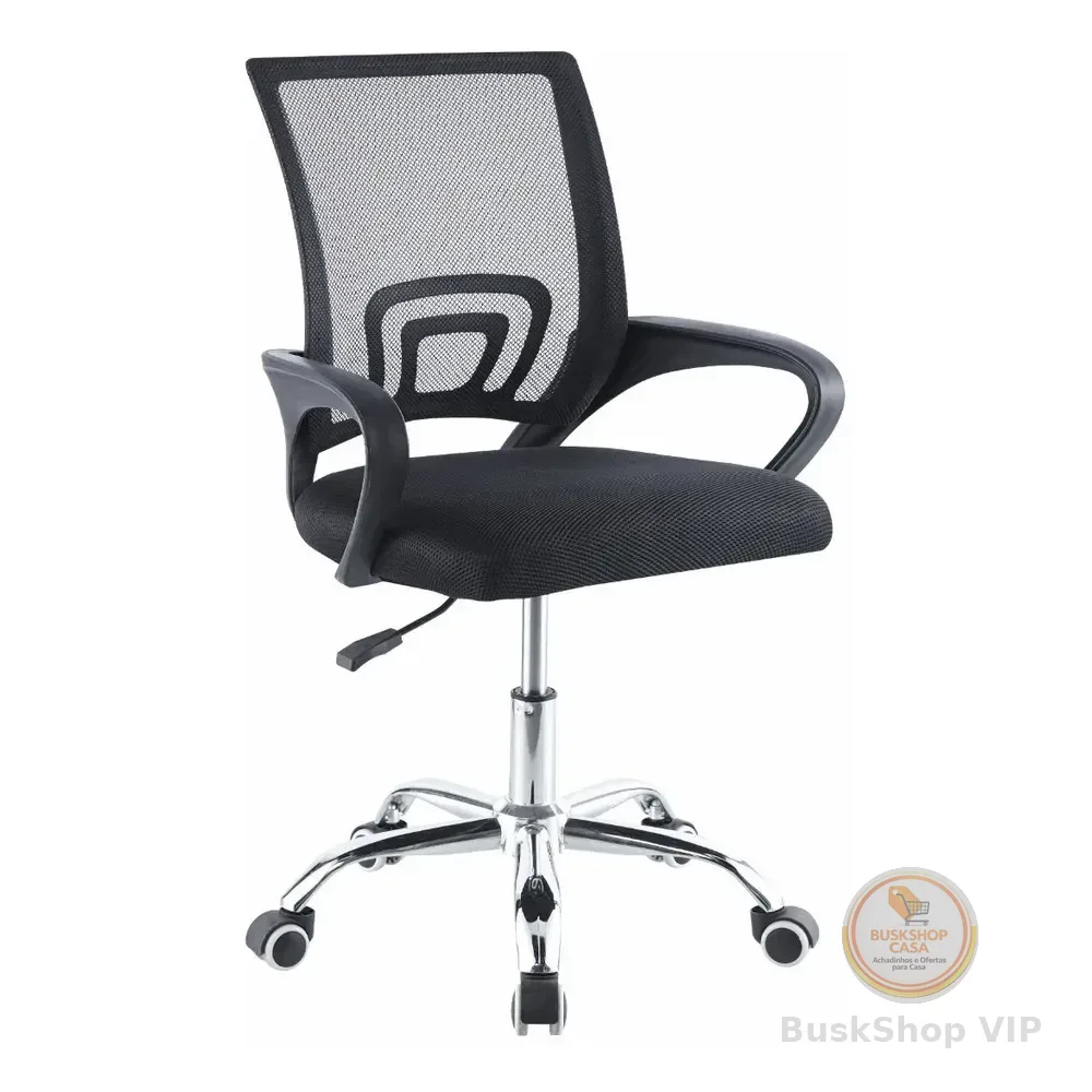 🛍️Cadeira  De Escritório Giratória Com Altura Ajustável Begônia Cor Preto Poliéster/mesh