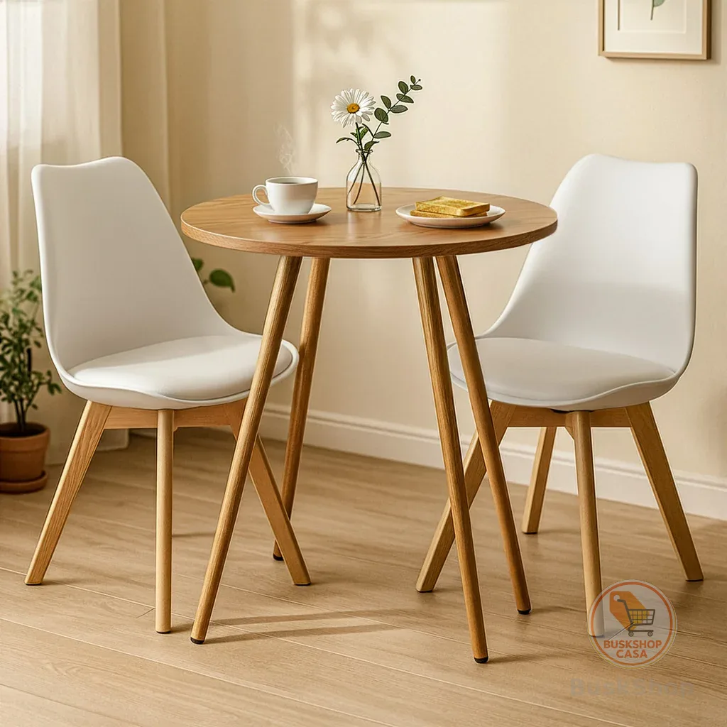Mesa Sofia Redonda Freijó 70 Cm MDF + 2 Cadeiras Leda