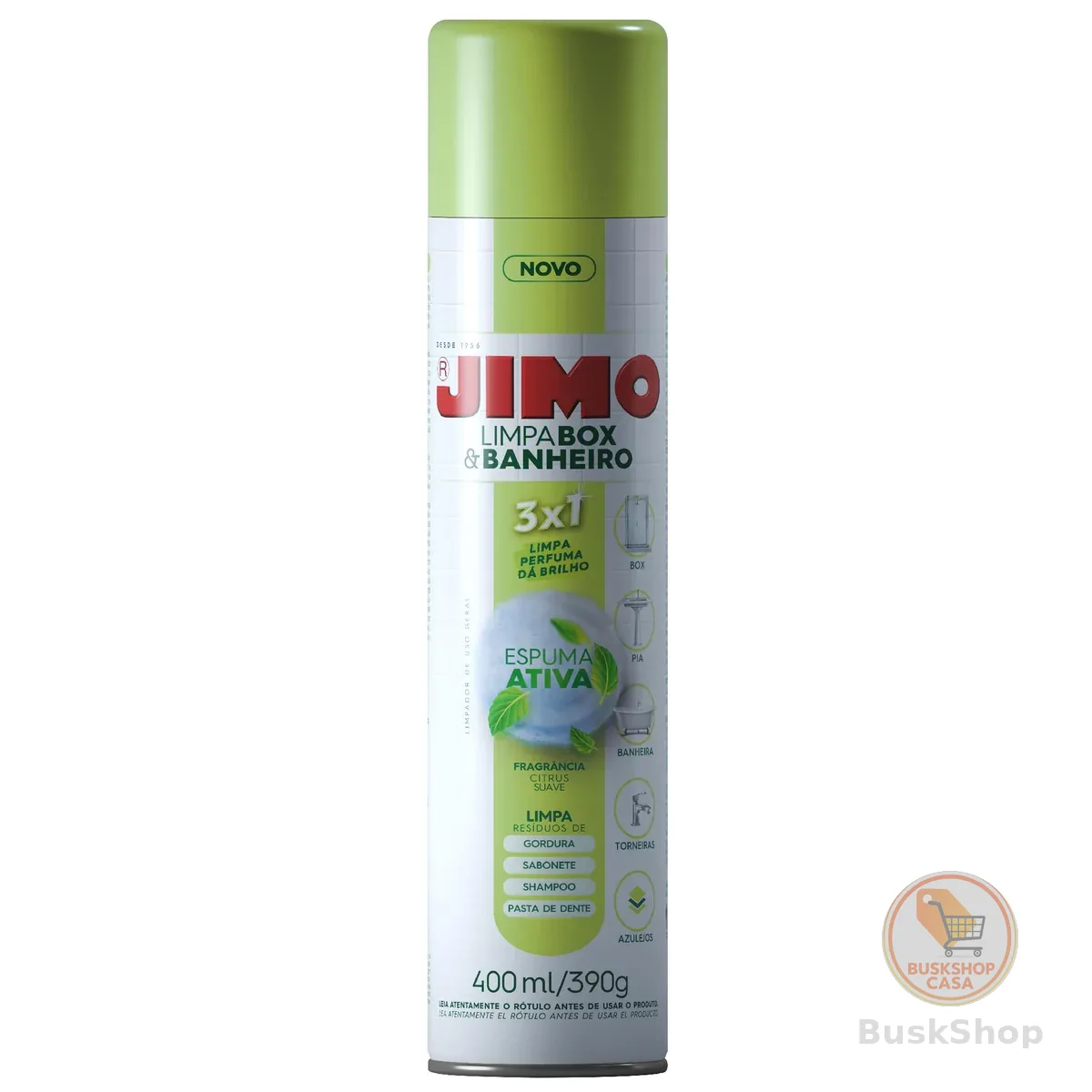 JIMO Limpa Box & Banheiro Limpa Perfuma Dá Brilho Espuma Ativa Aerossol 400ml