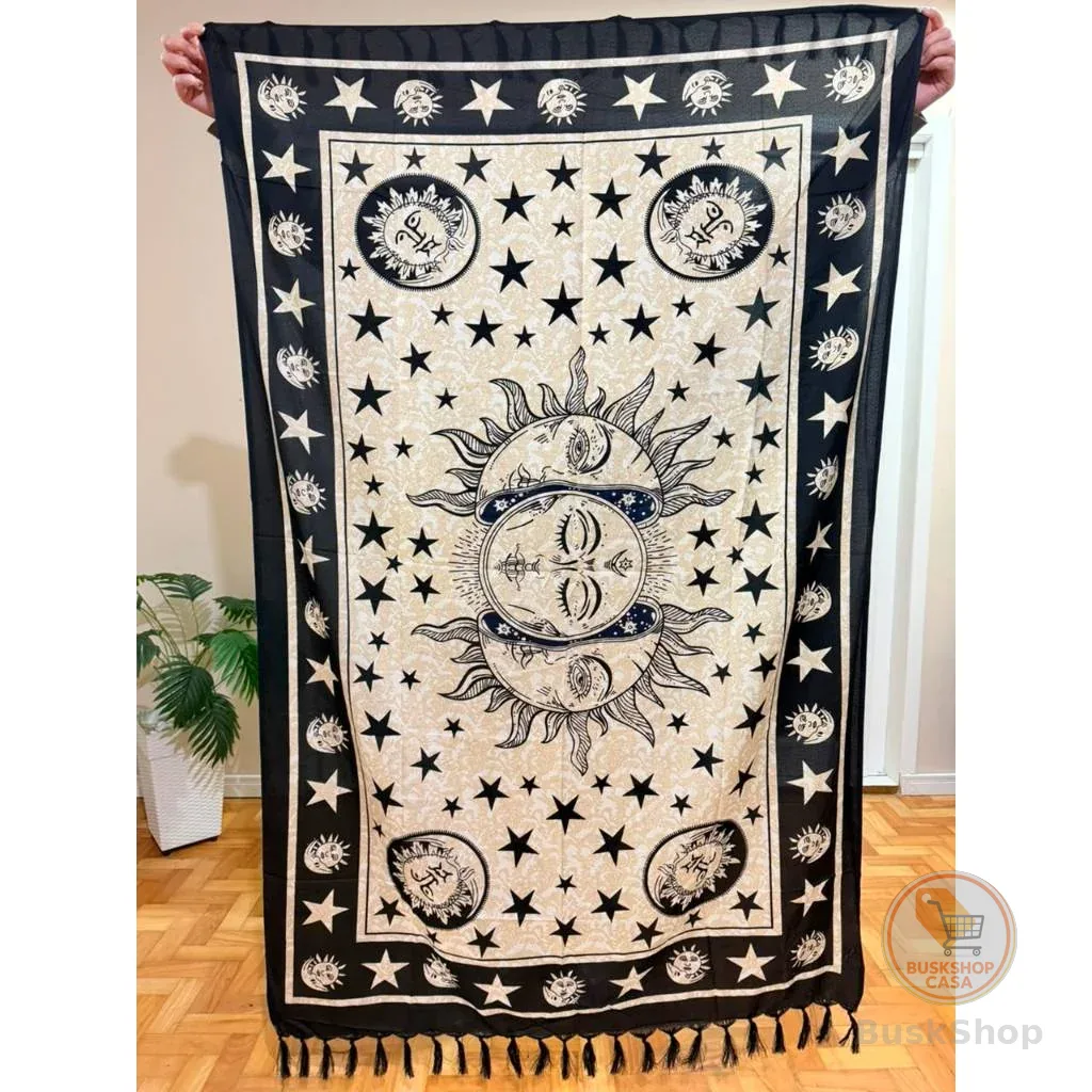 Canga de Praia Pareô Estampada - Mistica/Mandala/Tartaruga - Poliéster 1,00x1,80