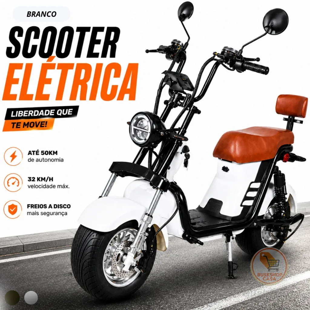 Scooter Elétrica 1000W Motinha Elétrica 32km/h Bicicleta Elétrica Até 150kg
