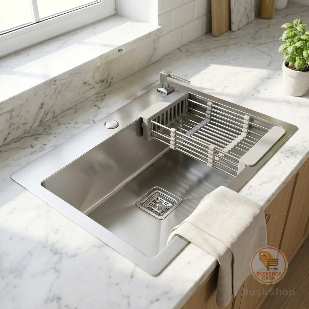 Cuba Gourmet Cozinha Aço Inox 304 60x40cm Escovada Quadrada Escorredor Luxo Completa Antirruído