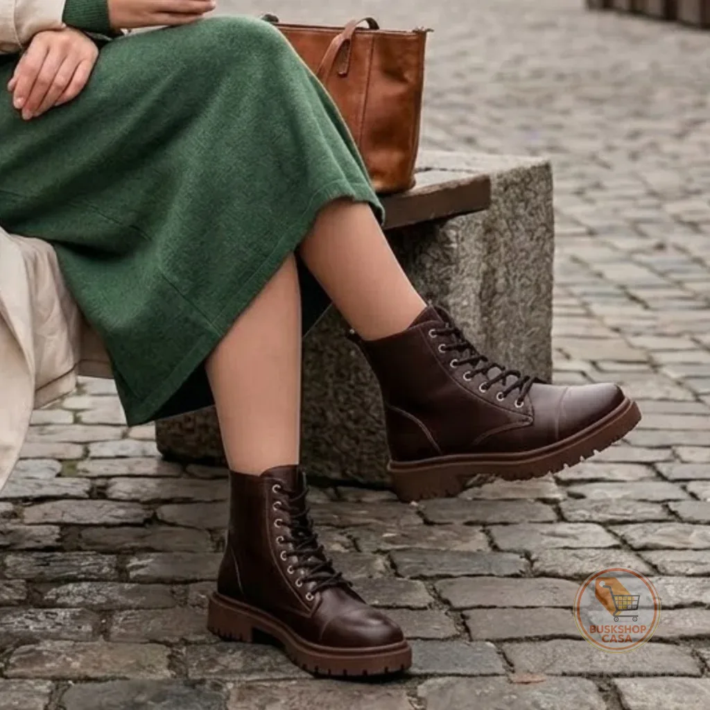 Coturno Militar Feminino Tratorado Plataforma Bota Cano Curto Confortável Macia 5001
