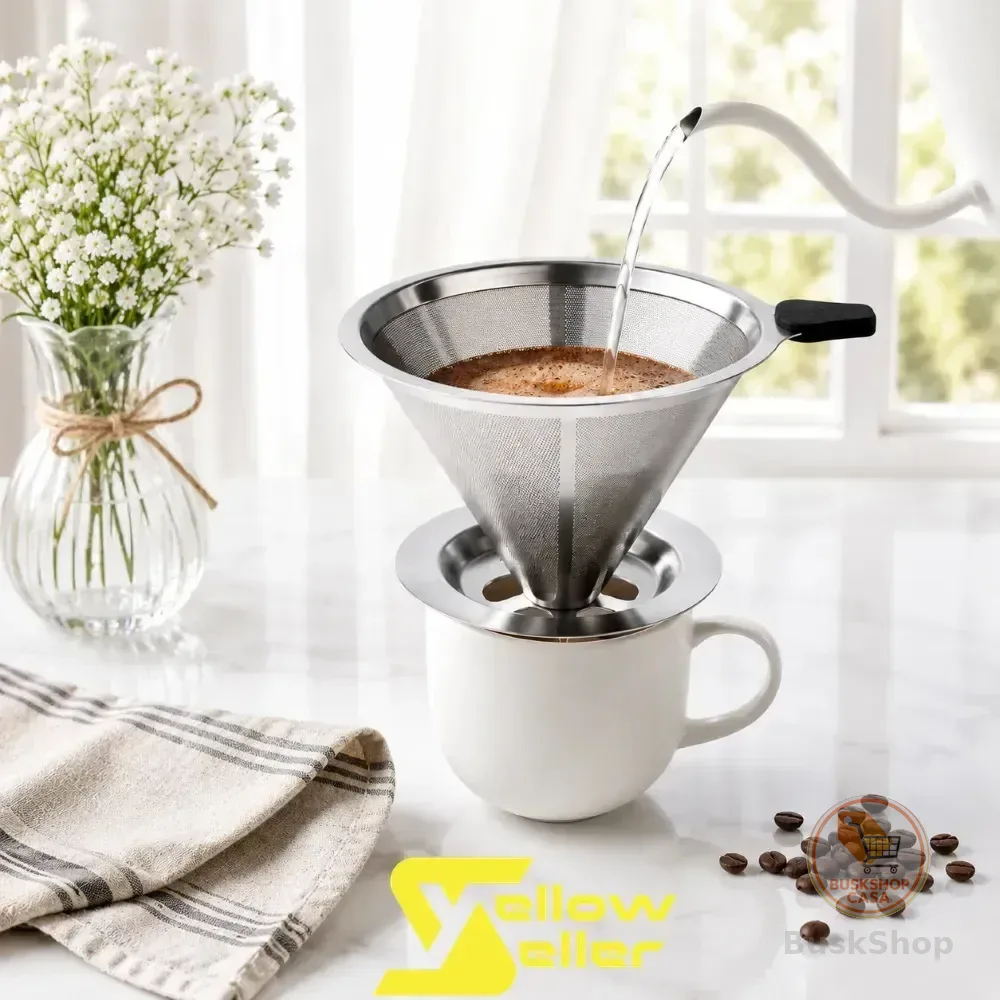 Filtro Coador De Café Inox 103 Reutilizável Permanente Aço Inoxidável Ecológico Não Necessita Uso De Papel Yellow Seller