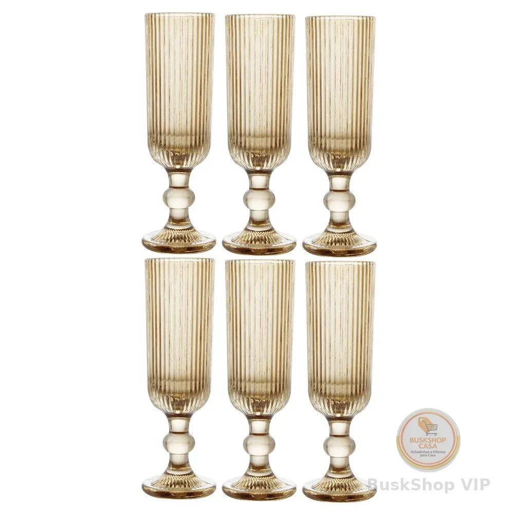 Conjunto de 6 Peças Taças para Espumante Champanhe Versalhes Vidro 160ml