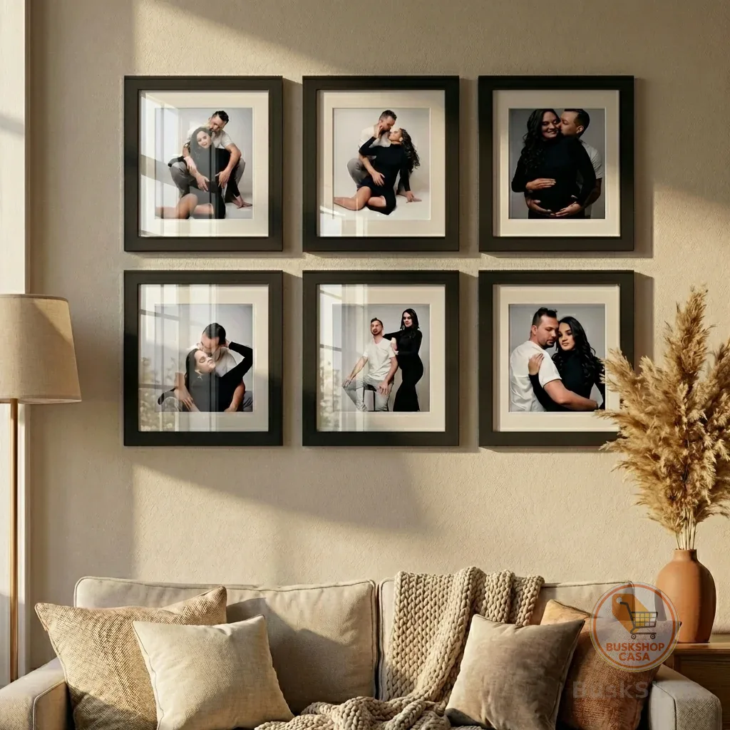 Kit 6 Quadros Decorativos Moldura Fotográfica 23x23cm Moldura Com Paspatur Foto 10x15