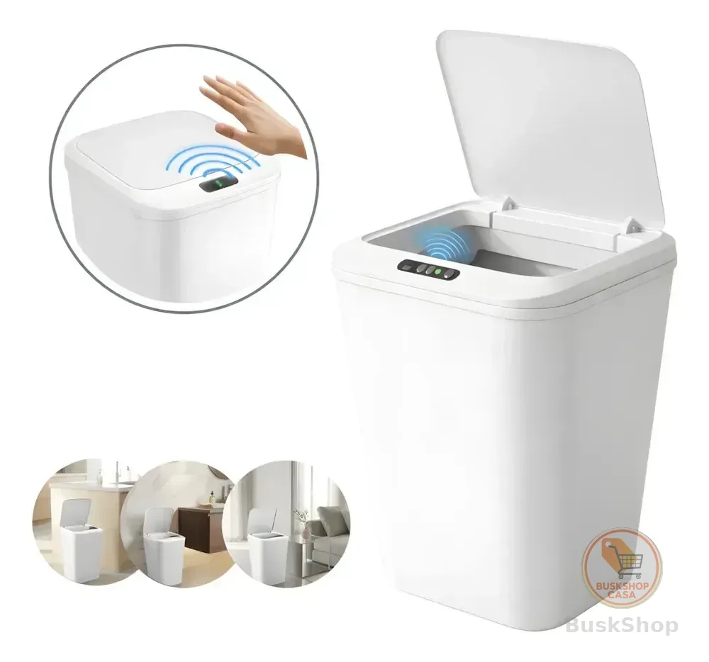 Lixeira Com Sensor Automático 16 Litros Branco Inteligente Abre Fácil Toque Cesto Quarto Banheiro Cozinha