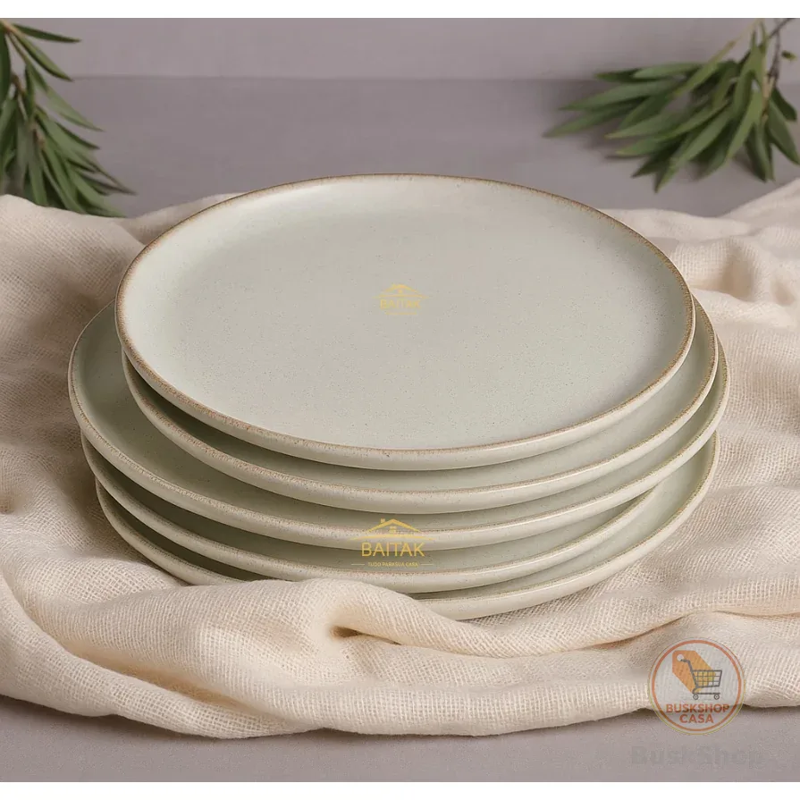 Kit 6 Pratos Raso Moderno 100% Porcelana 27 cm