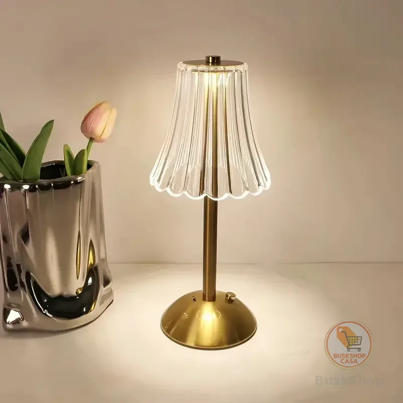 Abajur Recarregável de Mesa dourado Aço inoxidável Luz Touch sem fio LED Luminária de mesa P/quarto