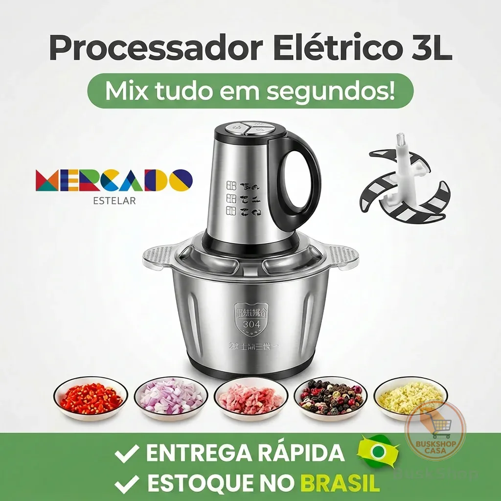 3L Picador De Alimentos Moedor De Carne Mixer Elétrica Processador Cozinha Casa Alho - 110v-220v