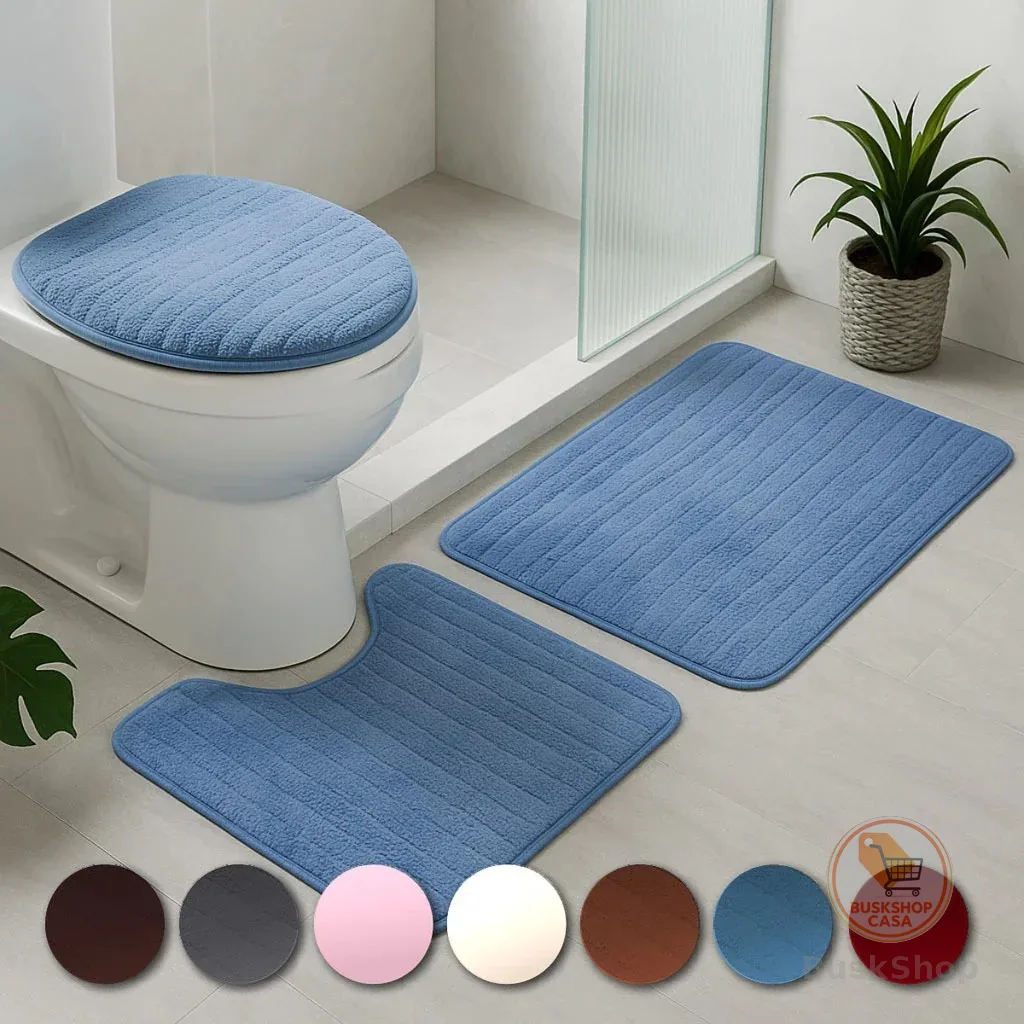 Tapete de banheiro IDee Home 3 peças, macio, antiderrapante, com estampa de qualidade.