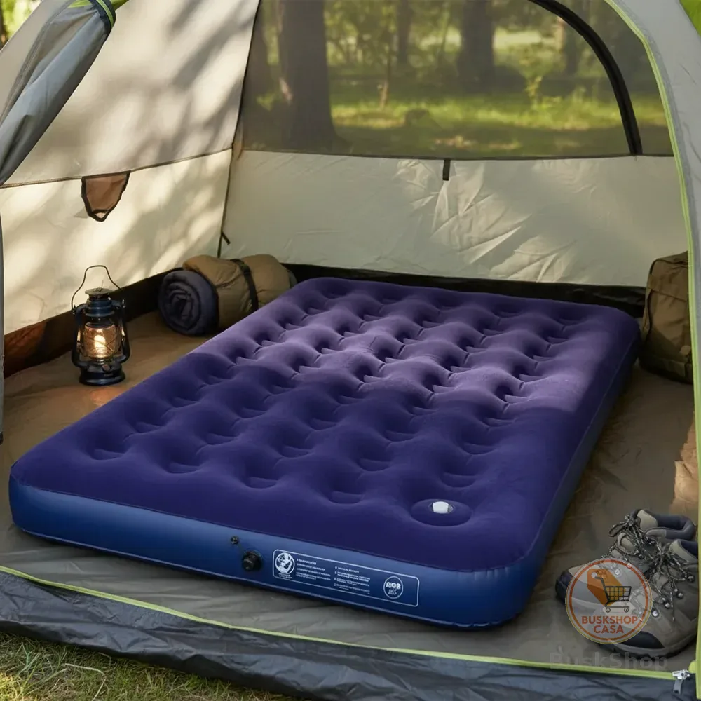 Colchão Inflável Casal Com Inflador Acoplado Camping Mor