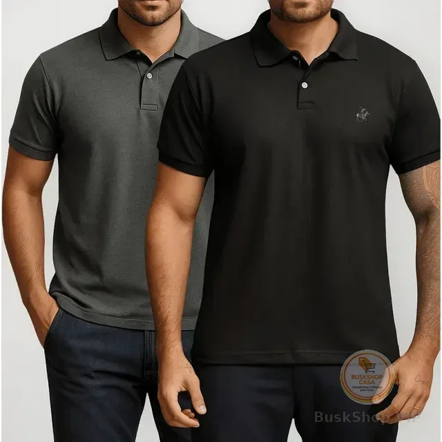 Kit 2 Camisa Polo Piquet Masculina Casual Premium