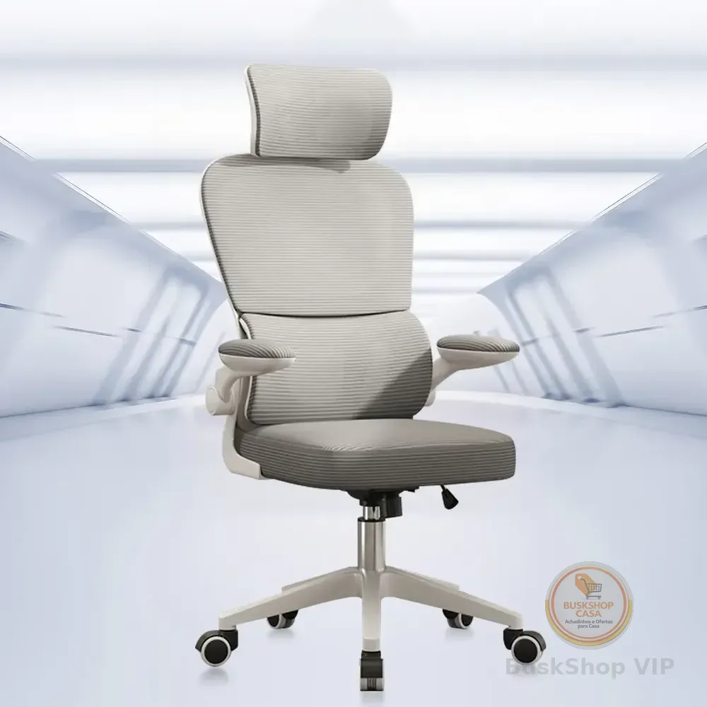 Cadeira Escritório Ergonômica Python Fly B07 Cinza Com Suporte Lombar Malha