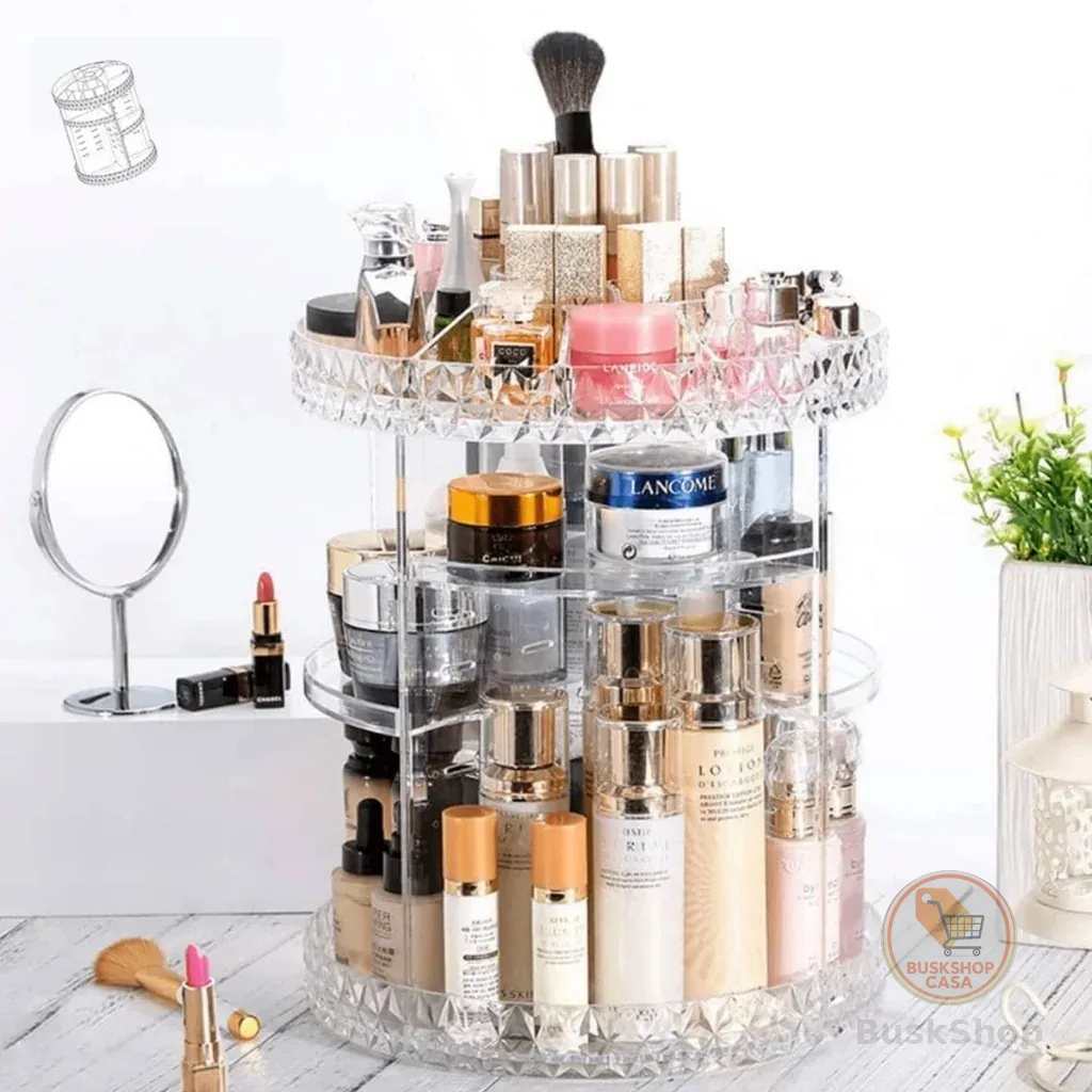 Organizador de maquiagem Acrílico  Giratório 360º Suporte Para Cosméticos