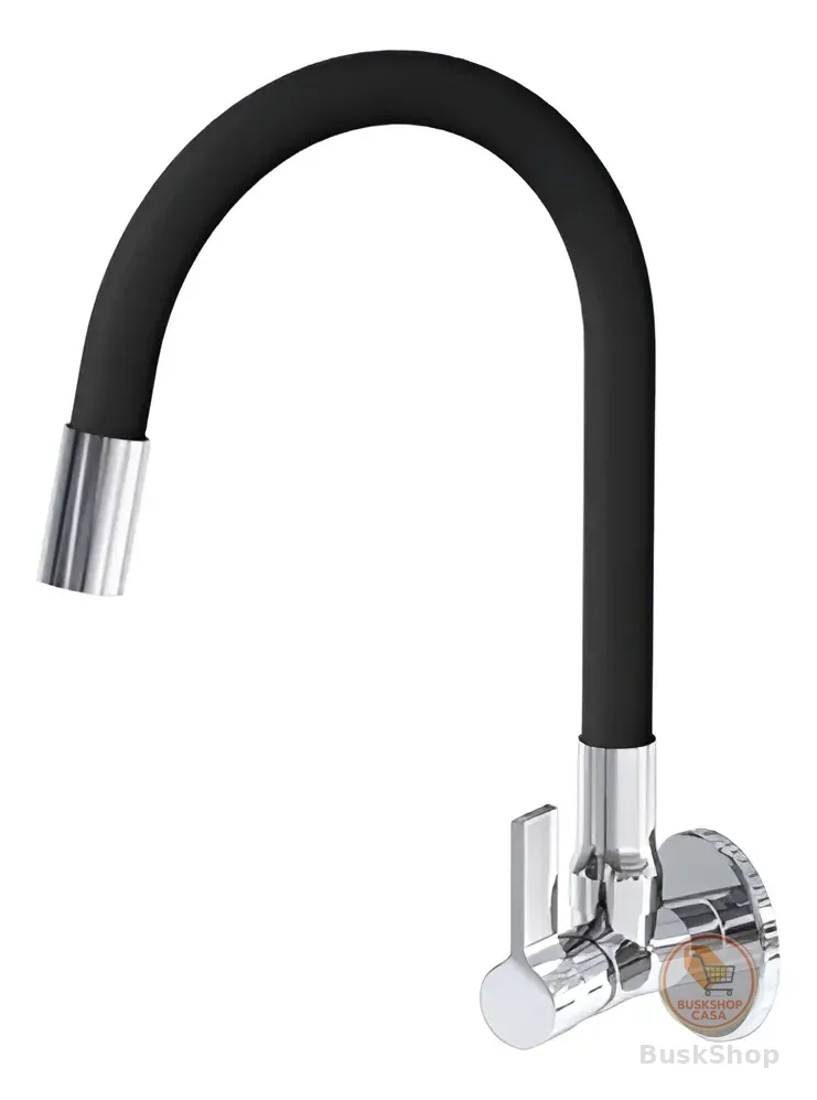Torneira De Cozinha Gourmet Parede Flexível Preta 1/4 Volta Preto Fosco