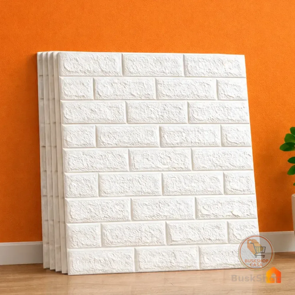 Kit 10 Und De Placas Adesivo 3d Papel Parede Tijolinho 77x70 Branco