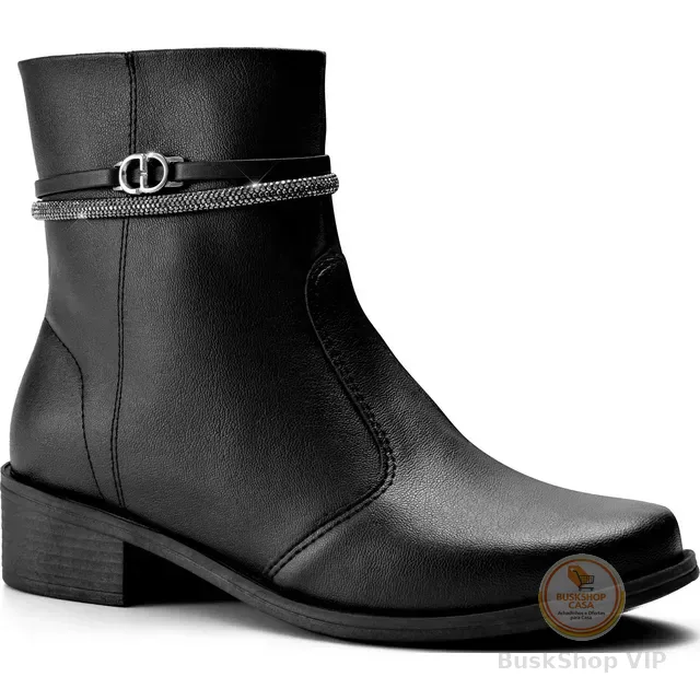 Bota Feminina Lumiss Cano Curto Rasteira Montaria Strass