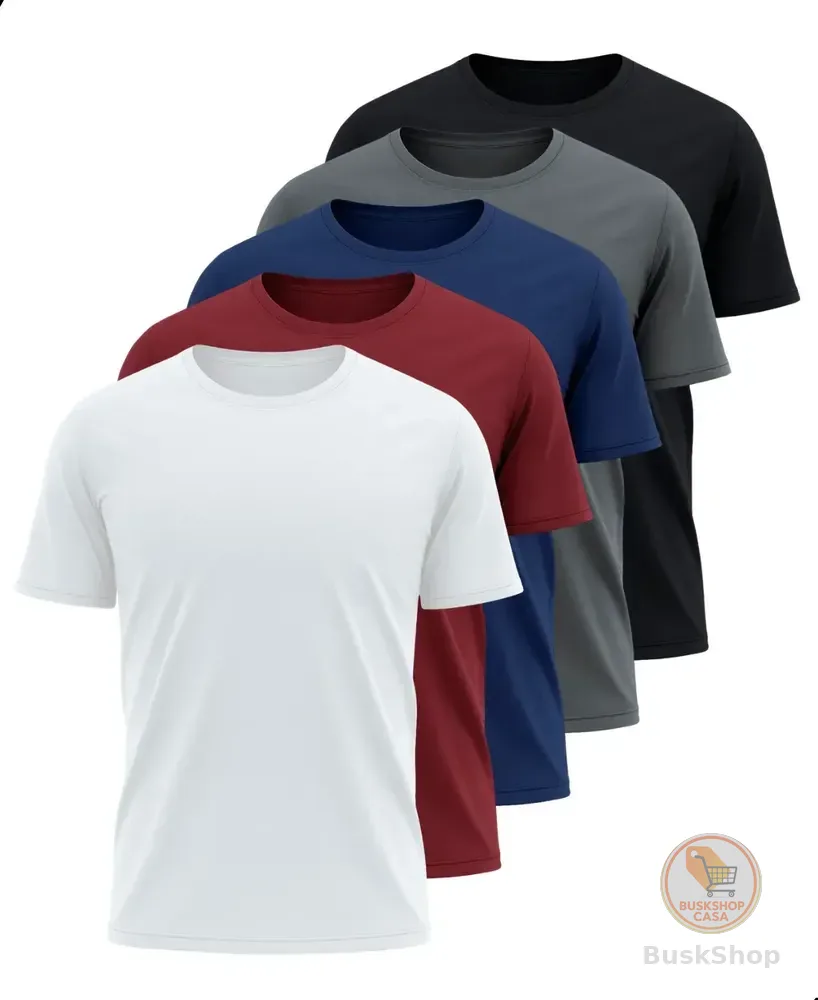 Kit 5 Camisetas Básicas Masculina Dry Fit Lisa Tradicional  Variado Gg