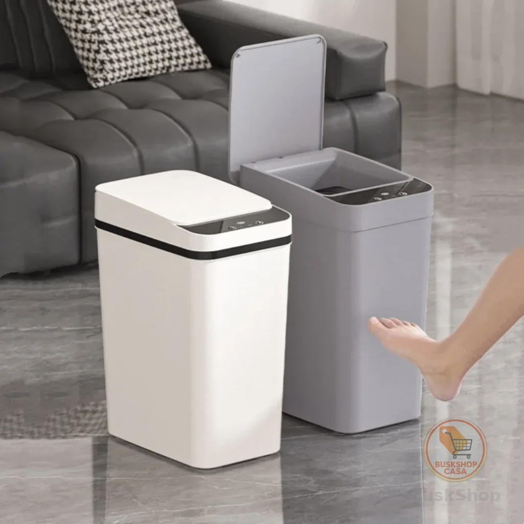 Lixeira com Sensor Automático Inteligente Abre Fácil em Toque Cesto Lixo Casa Quarto Banheiro Cozinha Escritório
