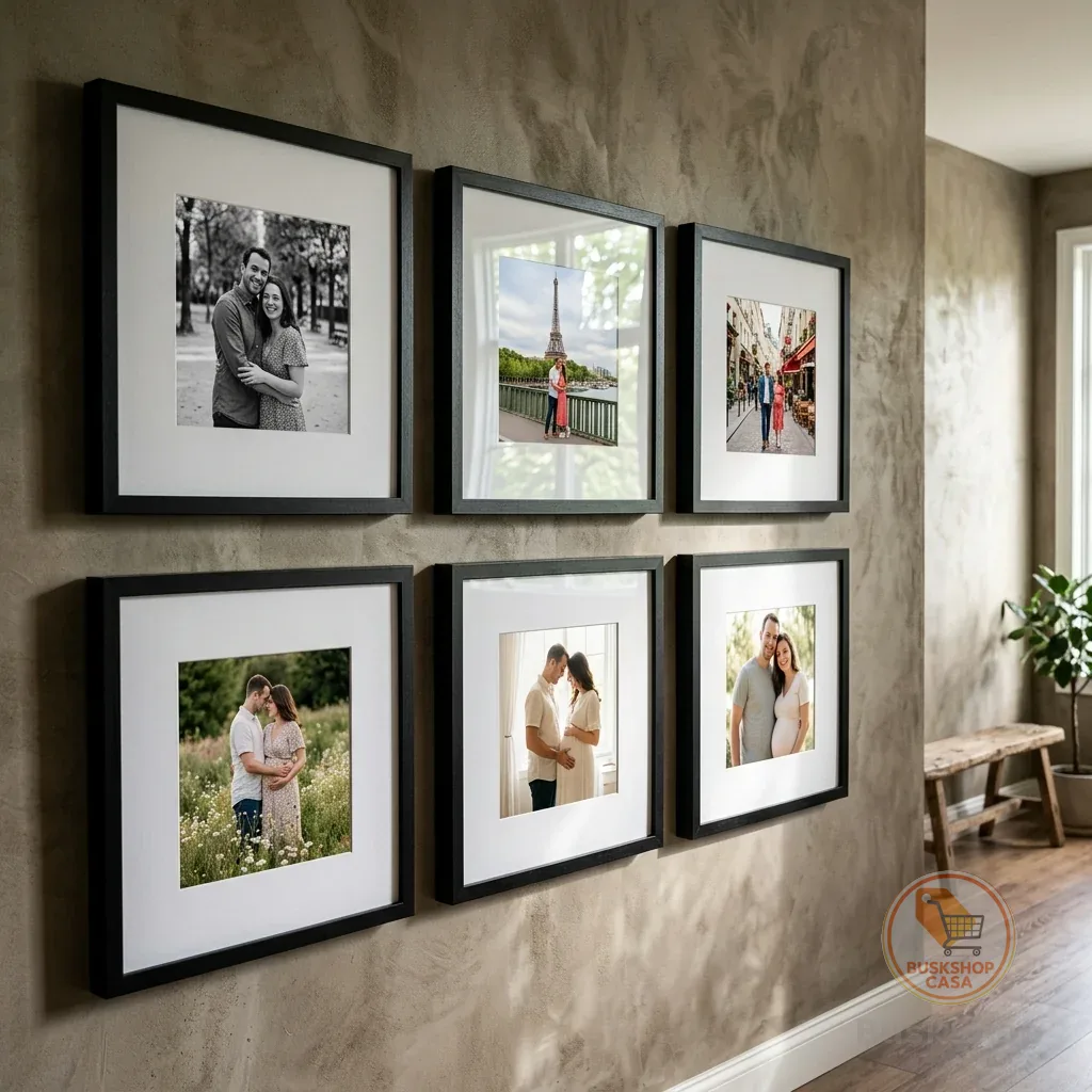 Kit 6 Quadros Decorativos 23x23 Para Sala Quarto Com Vidro Acrílico