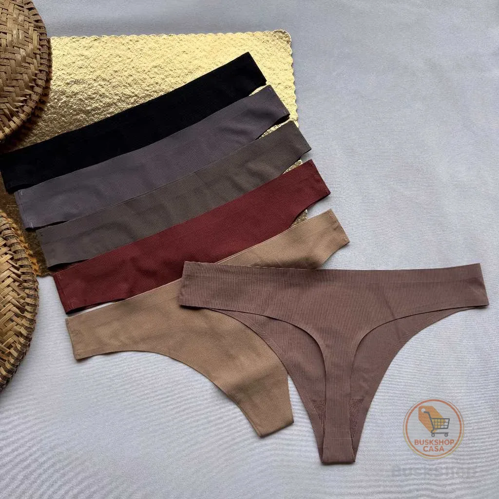 Kit Calcinhas Fio Canelada Corte a Laser Sem Costura Poliamida Lingerie Fio Dental Importada Tanga