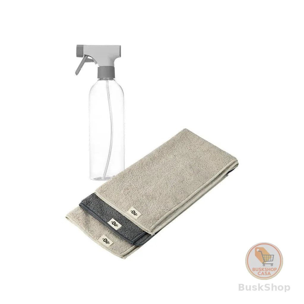 Kit Borrifador e Panos de Limpeza em Microfibra Linha Flow