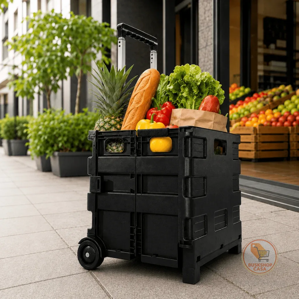 Carrinho Dobrável Multiuso Portátil Vira Maleta Cesto Feira