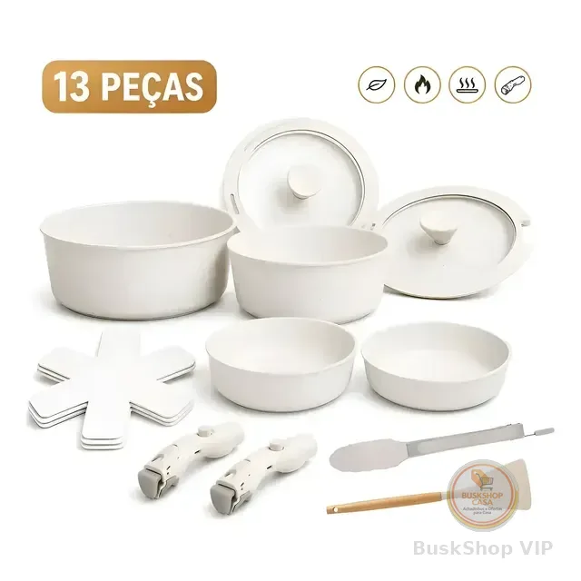 Conjunto Panelas Antiaderente 13 Peças Várias Cores Cozinha