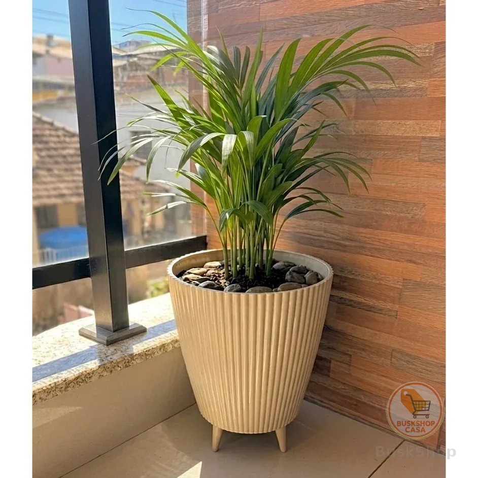 Vaso para Planta Canelado 34x26 Coluna Decorativo Jardim Sala Moderno Resistente