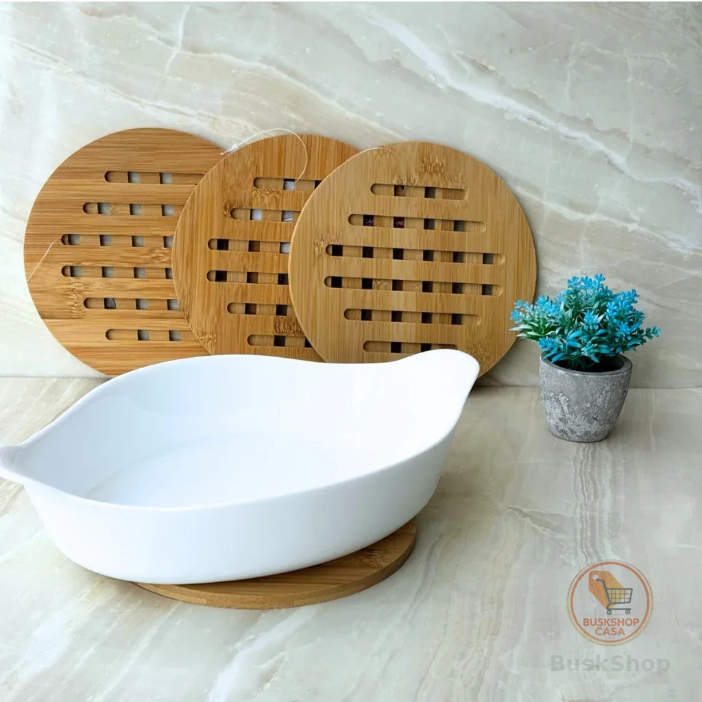 Descanso Protetor De Panelas De Bambu Premium Apoio Marinex 4 Unidades