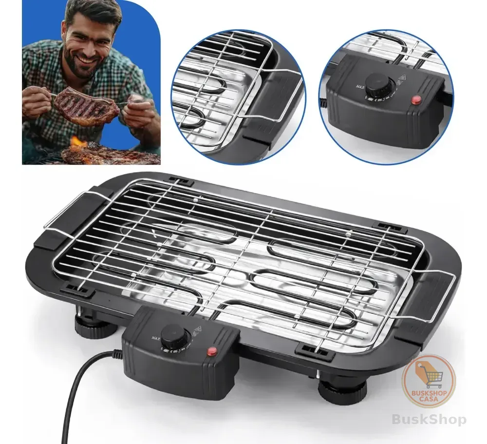 Churrasqueira Elétrica Tamanho Grande Steak Grill Sem Fumaça Para Apartamento 110v Preto - Aero Home