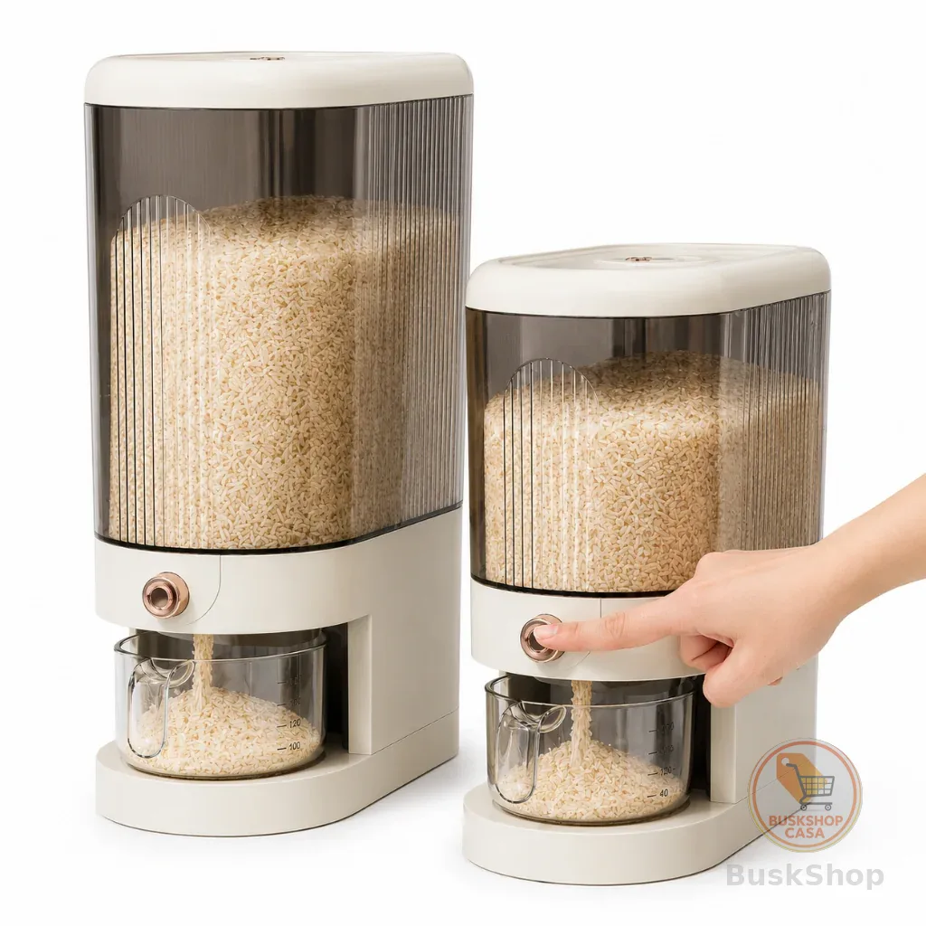 Pote para Armazenamento De Cereais Arroz Grãos Com Dosador 5kg Ou 10kg Organizador Cozinha Casa