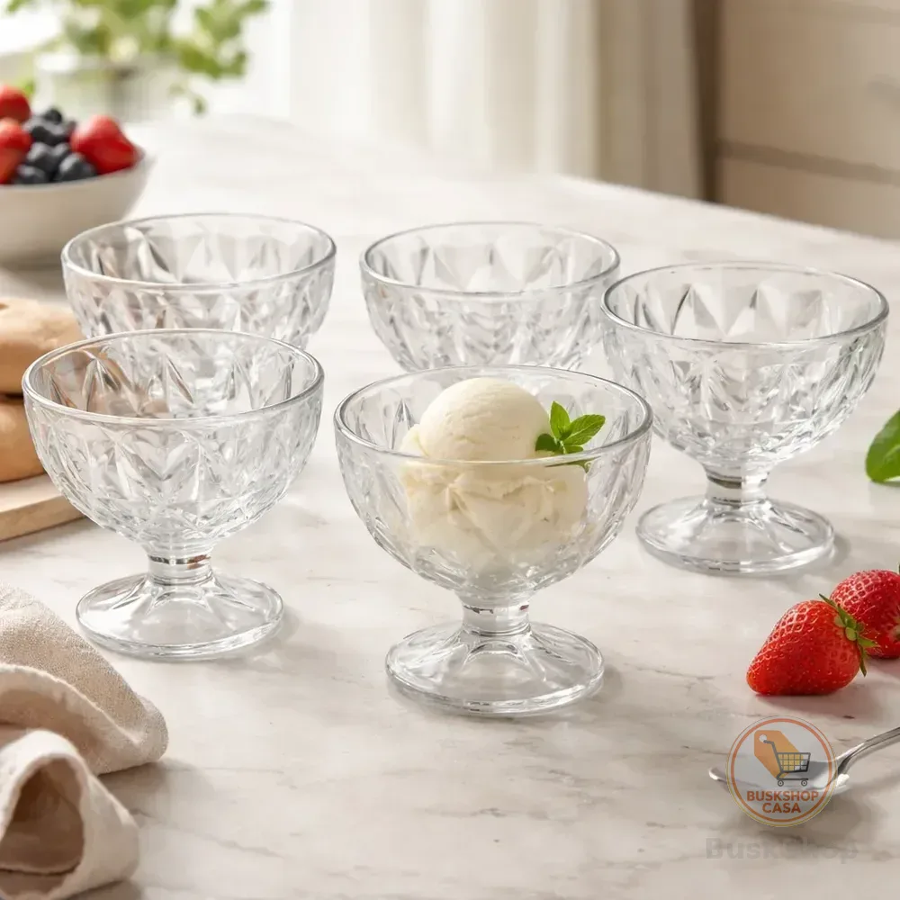 6 Taças Sobremesa  Sorvete Vidro Grosso 270ml Class Home Transparente