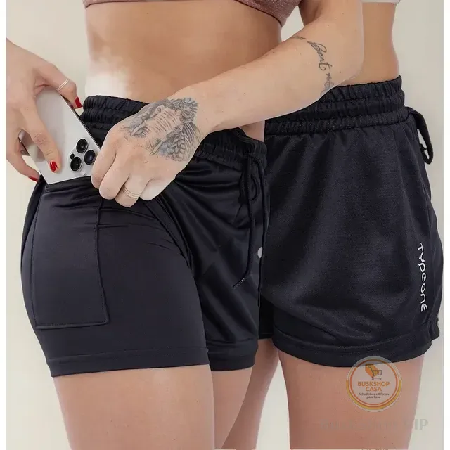 Kit 2 Shorts Duplo 2 Em 1 Fitness Feminino Look Academia
