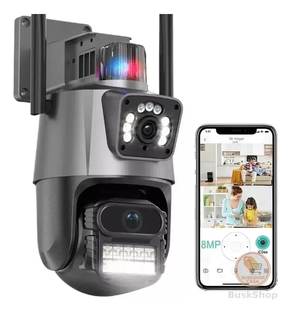 Câmera Segurança Wifi Ip Lente Dupla 2x 3mp Externa 360° Cinza