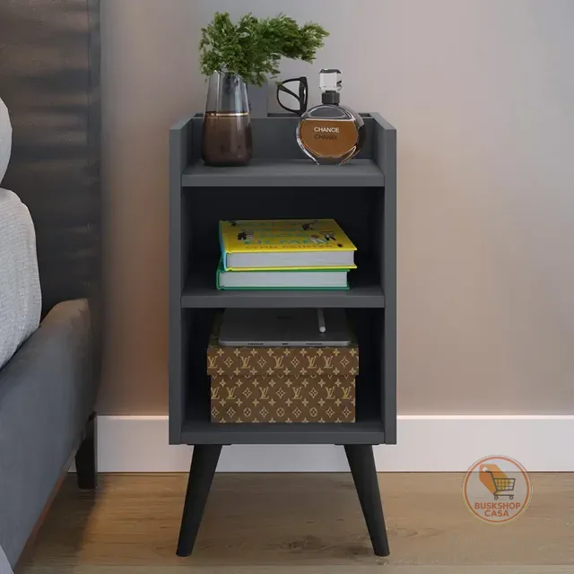 Mesa De Cabeceira Apoio Lateral Para Quarto Retro Pés Palito