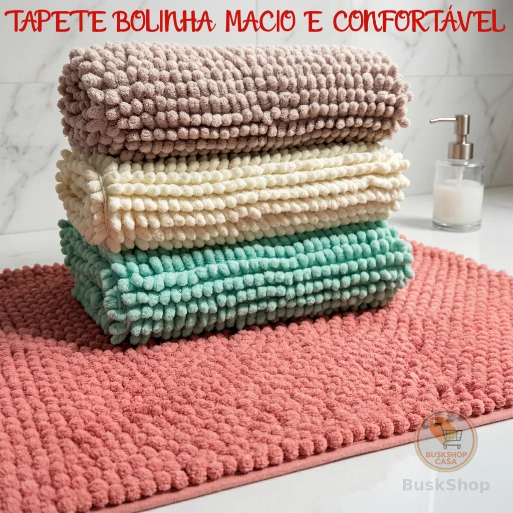 Tapete Bolinha Antiderrapante Microfibra Toque Suave Super Macio
