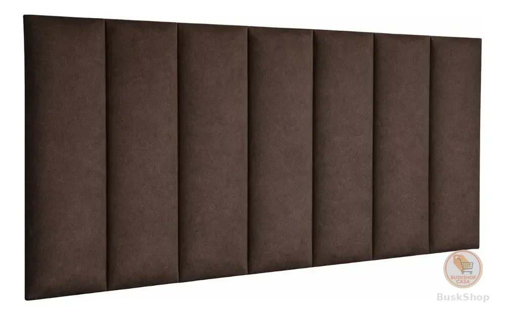 Cabeceira Modular Estofada Cama Placas 45x20 Retangulares Marrom Casal Queen - 8 Placas