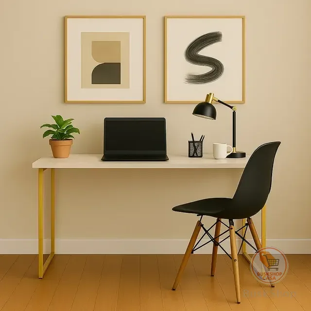 Escrivaninha Industrial 110cm  Mesa Estudo Aparador Pés Aço