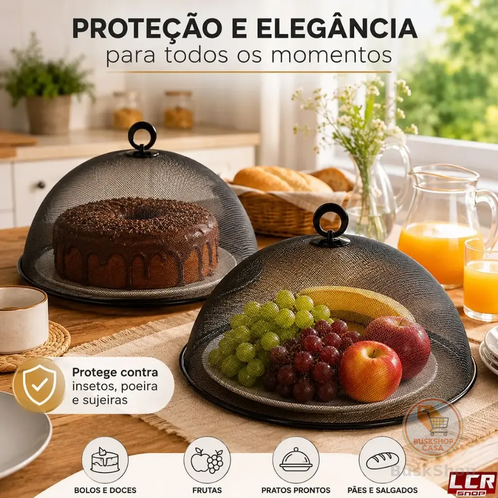 Kit 2 Telas Protetora De Alimento Metálica Tampa Pães Fruta Alimentos frutas Bolo 25cm 30cm 35CM