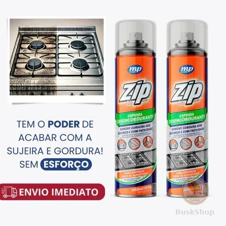 Espuma Desengordurante Spray Limpeza de Cozinha, Fogão e Gordura Pesada Zip Clean 300ml