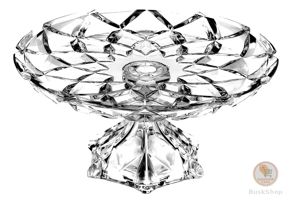 Prato para Bolo Grande Com Pé de Cristal Deli Diamond 30,5x14,5cm Lyor Transparente