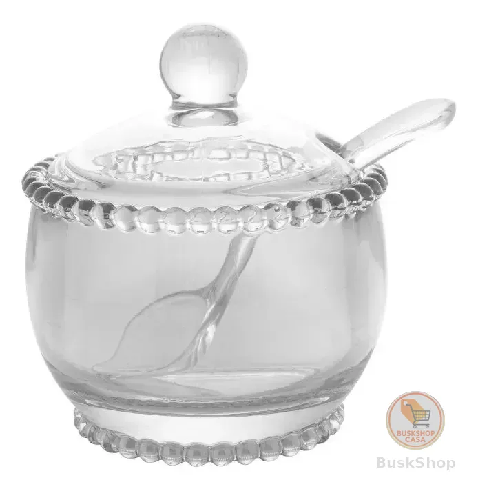 Açucareiro com Tampa e Colher Pearl 200ml Cristal Wolff