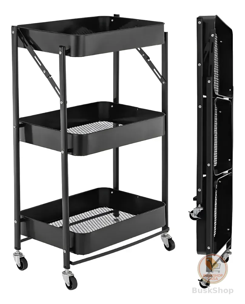 Carrinho Organizador Multiuso 77 X 45 Cm X 30 Cm Preto Casambiente