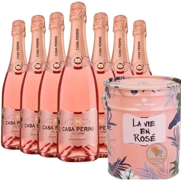 Kit Espumantes Casa Perini Brut Rose 07 Garrafas + Balde